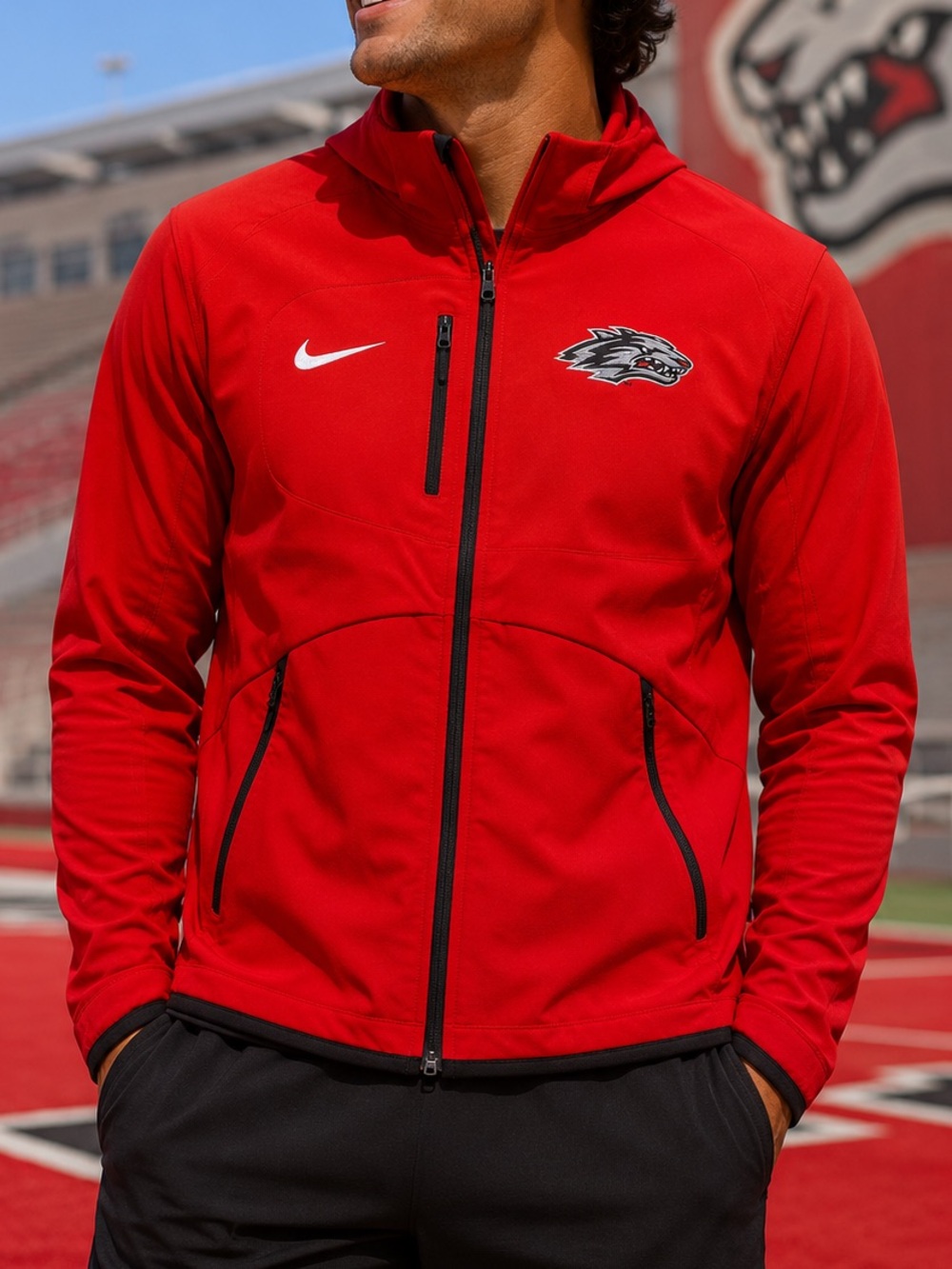 Nike Team Issue New Mexico Lobos Red Soft Shell Full Zip Jacket
